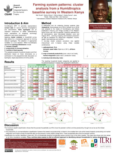 Farming system patterns: Cluster analysis from a Humidtropics baseline survey in western Kenya