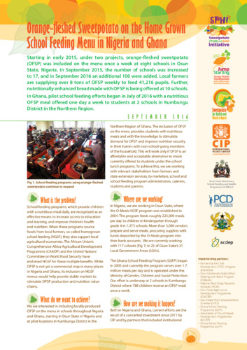 Orange-fleshed Sweetpotato on the Home Grown School Feeding Menu in Nigeria and Ghana