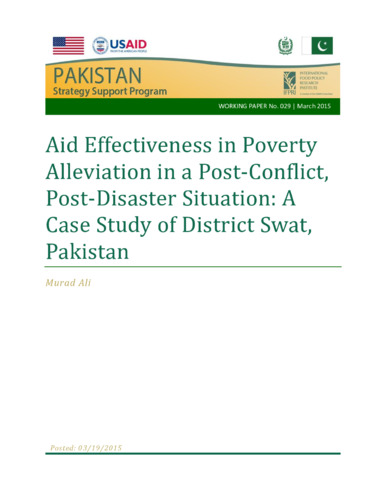 Aid effectiveness in poverty alleviation in a post-conflict, post-disaster situation: A case study of district Swat, Pakistan