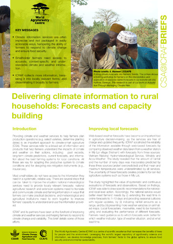 Delivering climate information to rural households: Forecasts and capacity building