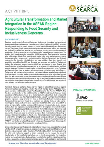 Agricultural transformation and market integration in the ASEAN region: Responding to food security and inclusiveness concerns