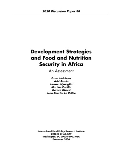 Development strategies and food and nutrition security in Africa: an assessment
