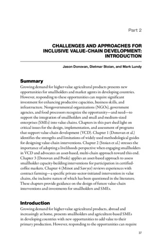 Challenges and approaches for inclusive value-chain development: Introduction