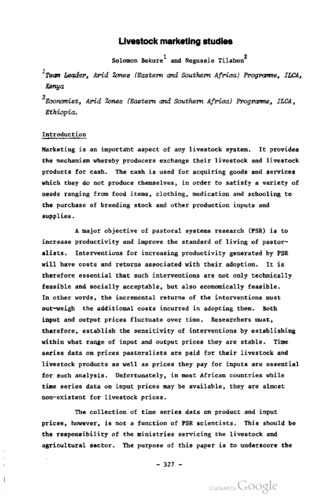 Livestock marketing studies