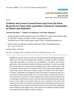 Evidence and lessons learned from Long-Term On-Farm Research on Conservation Agriculture Systems in communities in Malawi and Zimbabwe