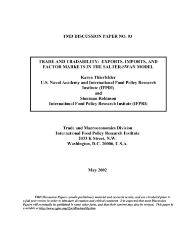Trade and tradability: exports, imports, and factor markets in the Salter-Swan model