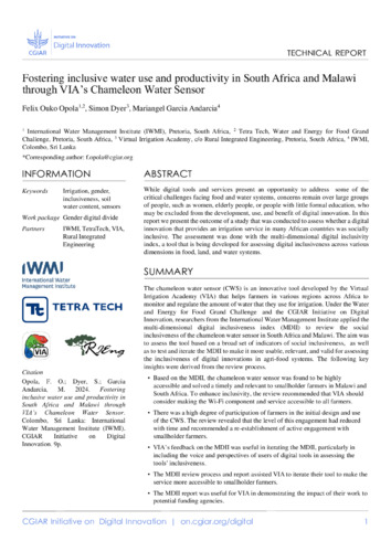 Fostering inclusive water use and productivity in South Africa and Malawi through VIA’s Chameleon Water Sensor