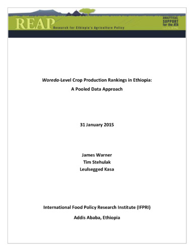 Woreda-Level crop production rankings in Ethiopia: A pooled data approach