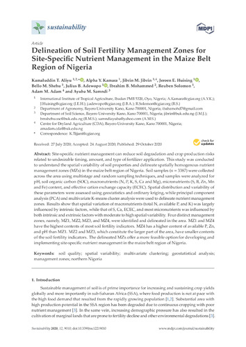 Delineation of soil fertility management zones for site-specific nutrient management in the maize belt region of Nigeria