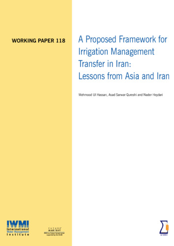 A proposed framework for irrigation management transfer in Iran: Lessons from Asia and Iran
