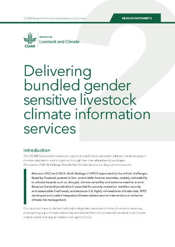 Delivering Bundled Gender Sensitive Livestock Climate Information Services