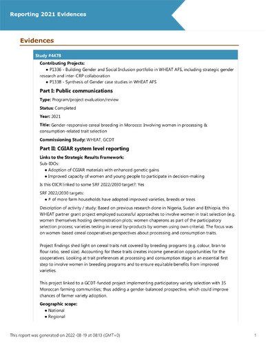 Gender-responsive cereal breeding in Morocco: Involving women in processing & consumption-related trait selection
