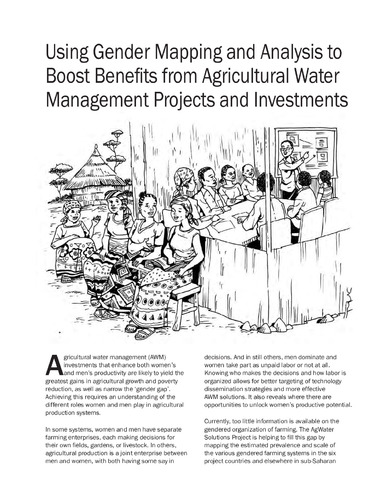 Addressing learning and complexity: Using gender mapping and analysis to boost benefits from agricultural water management projects and investments