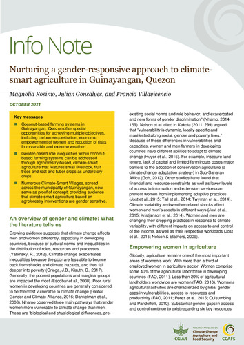 Nurturing a gender-responsive approach to climate-smart agriculture in Guinayangan, Quezon