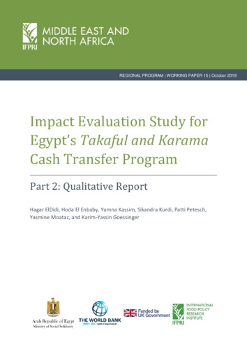 Impact evaluation study for Egypt's Takaful and Karama cash transfer program: Part 2: Qualitative Report