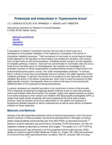 Proteolysis and endocytosis in Trypanosoma brucei