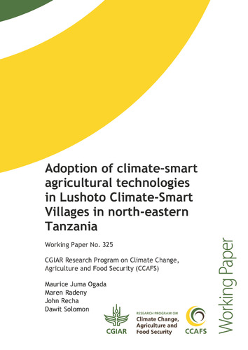 Adoption of climate-smart agricultural technologies in Lushoto Climate-Smart Villages in north-eastern Tanzania