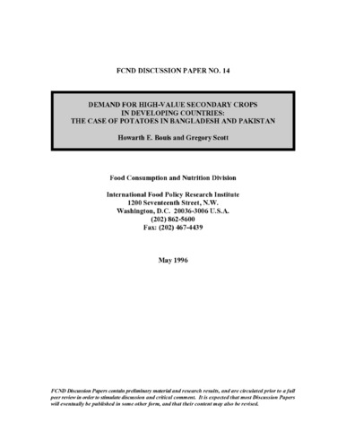 Demand for high-value secondary crops in developing countries: the case of potatoes in Bangladesh and Pakistan