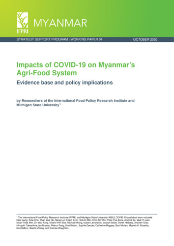 Impacts of COVID-19 on Myanmar’s agri-food system: Evidence base and policy implications