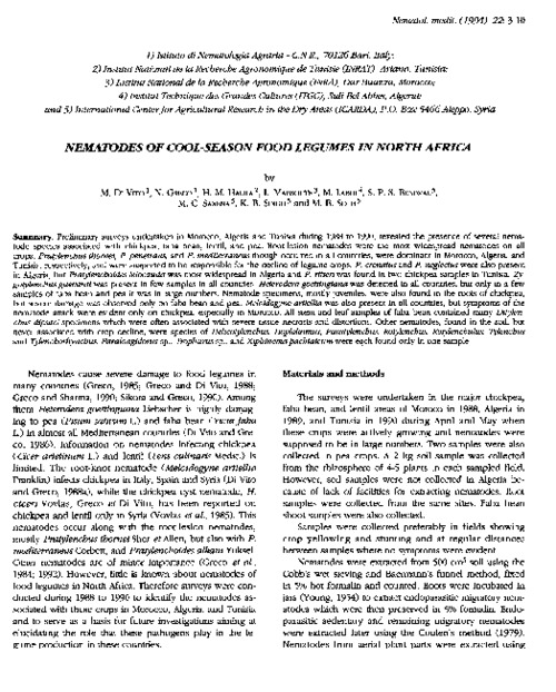 Nematodes of cool-season food legumes in North Africa