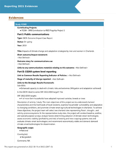Impacts of climate change and adaptation strategies by men and women in Charlands