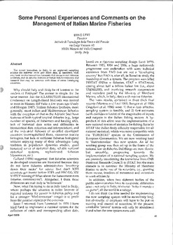 Some personal experiences and comments on the management of Italian marine fisheries