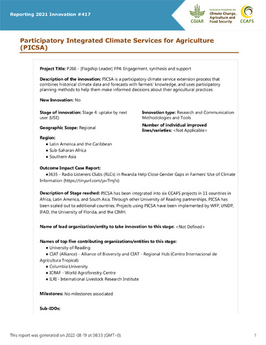 Participatory Integrated Climate Services for Agriculture (PICSA)