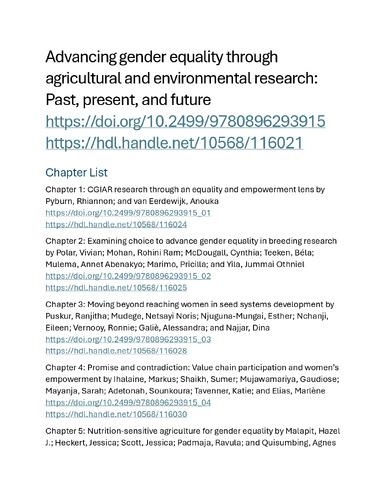 Advancing gender equality through agricultural and environmental research: Past, present, and future