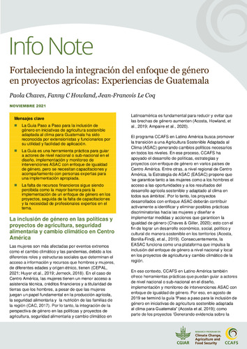 Fortaleciendo la integración del enfoque de género en proyectos agrícolas: Experiencias de Guatemala