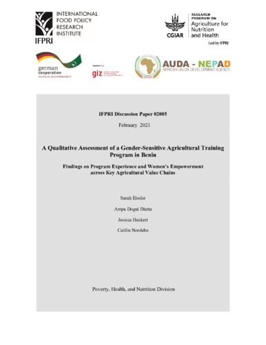 A qualitative assessment of a gender-sensitive agricultural training program in Benin: Findings on program experience and women’s empowerment across key agricultural value chains