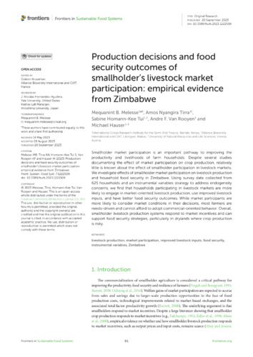 Production decisions and food security outcomes of smallholder’s livestock market participation: empirical evidence from Zimbabwe
