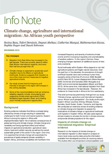 Climate change, agriculture and international migration: An African youth perspective