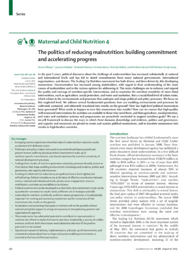 The politics of reducing malnutrition: Building commitment and accelerating progress