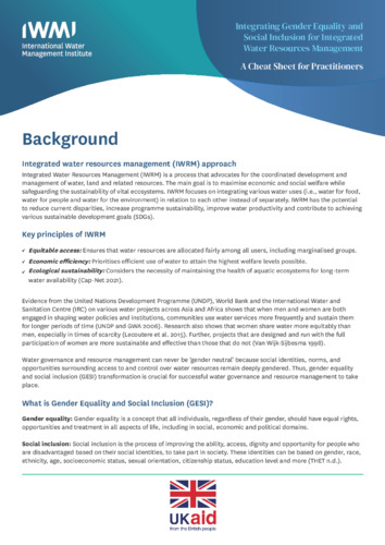 Integrating gender equality and social inclusion for integrated water resources management: a cheat sheet for practitioners