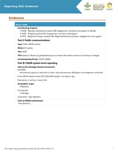 Factors influencing gendered access to climate information services for farming in Senegal