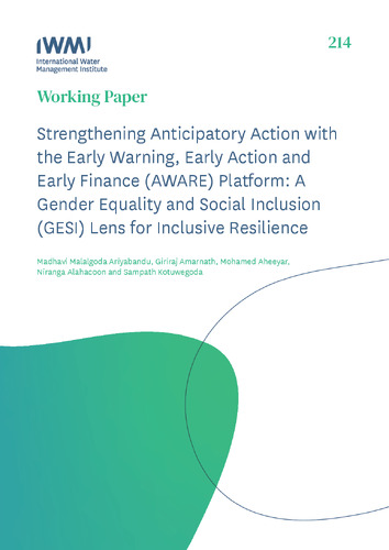 Strengthening anticipatory action with the Early Warning, Early Action and Early Finance (AWARE) Platform: a Gender Equality and Social Inclusion (GESI) lens for inclusive resilience