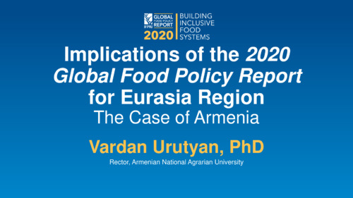 Implications of the 2020 Global Food Policy Report for Eurasia Region: The Case of Armenia