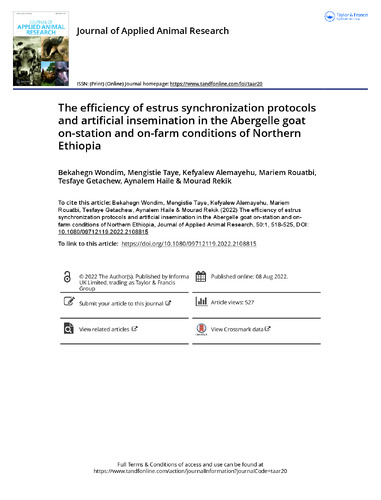 The efficiency of estrus synchronization protocols and artificial insemination in the Abergelle goat on-station and on-farm conditions of Northern Ethiopia