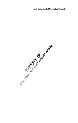 Food subsidies in developing countries: costs, benefits, and policy options