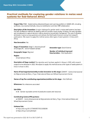 Practical methods for exploring gender relations in maize seed systems for Sub-Saharan Africa
