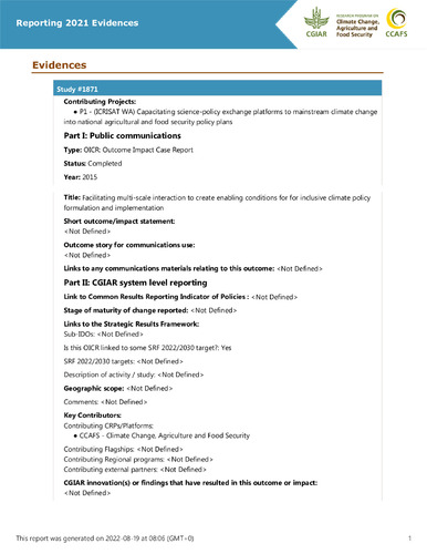 Facilitating multi-scale interaction to create enabling conditions for for inclusive climate policy formulation and implementation