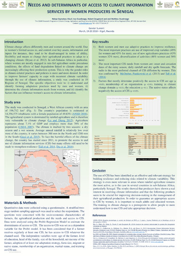 NEEDS AND DETERMINANTS OF ACCESS TO CLIMATE INFORMATION SERVICES BY WOMEN PRODUCERS IN SENEGAL