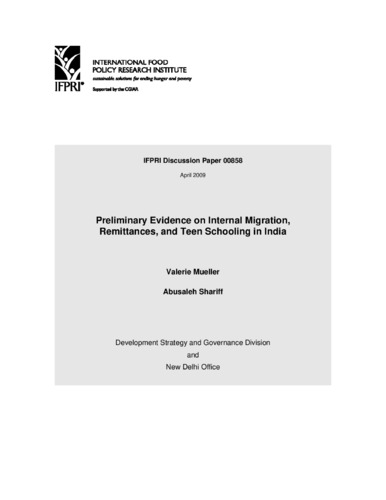Preliminary evidence on internal migration, remittances, and teen schooling in India