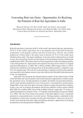 Converting rain into grain: opportunities for realizing the potential of rain-fed agriculture in India