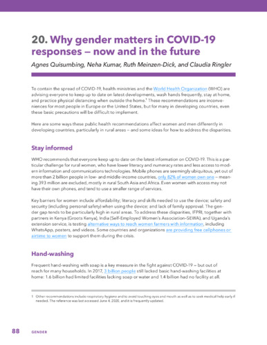 Why gender matters in COVID-19 responses: Now and in the future