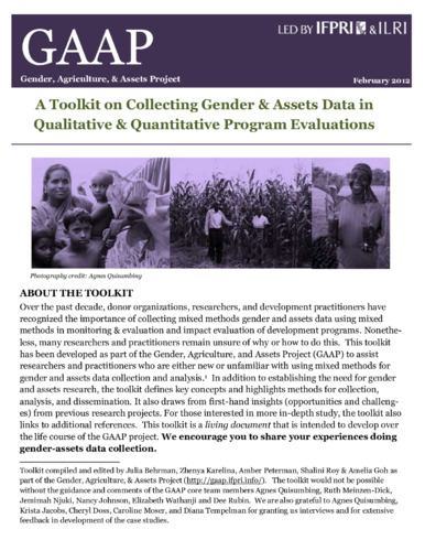 GAAP gender and assets toolkit