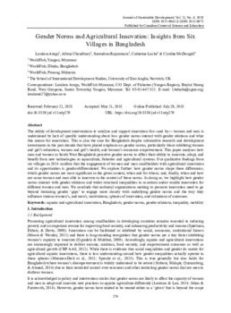 Gender norms and agricultural innovation: Insights from six villages in Bangladesh