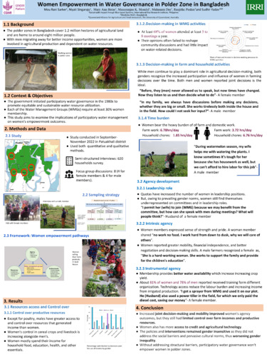 Women’s empowerment in water governance in Polder Zone in Bangladesh