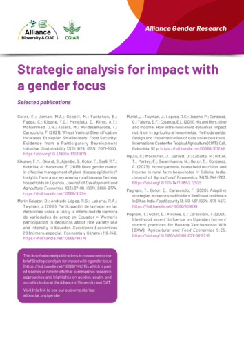 Strategic analysis for impact with a gender focus