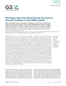 Phenotypic Data from Inbred Parents Can Improve Genomic Prediction in Pearl Millet Hybrids
